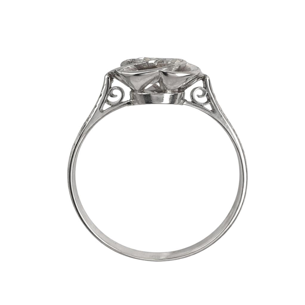 Art Deco Diamond Platinum Rose Engagement Ring