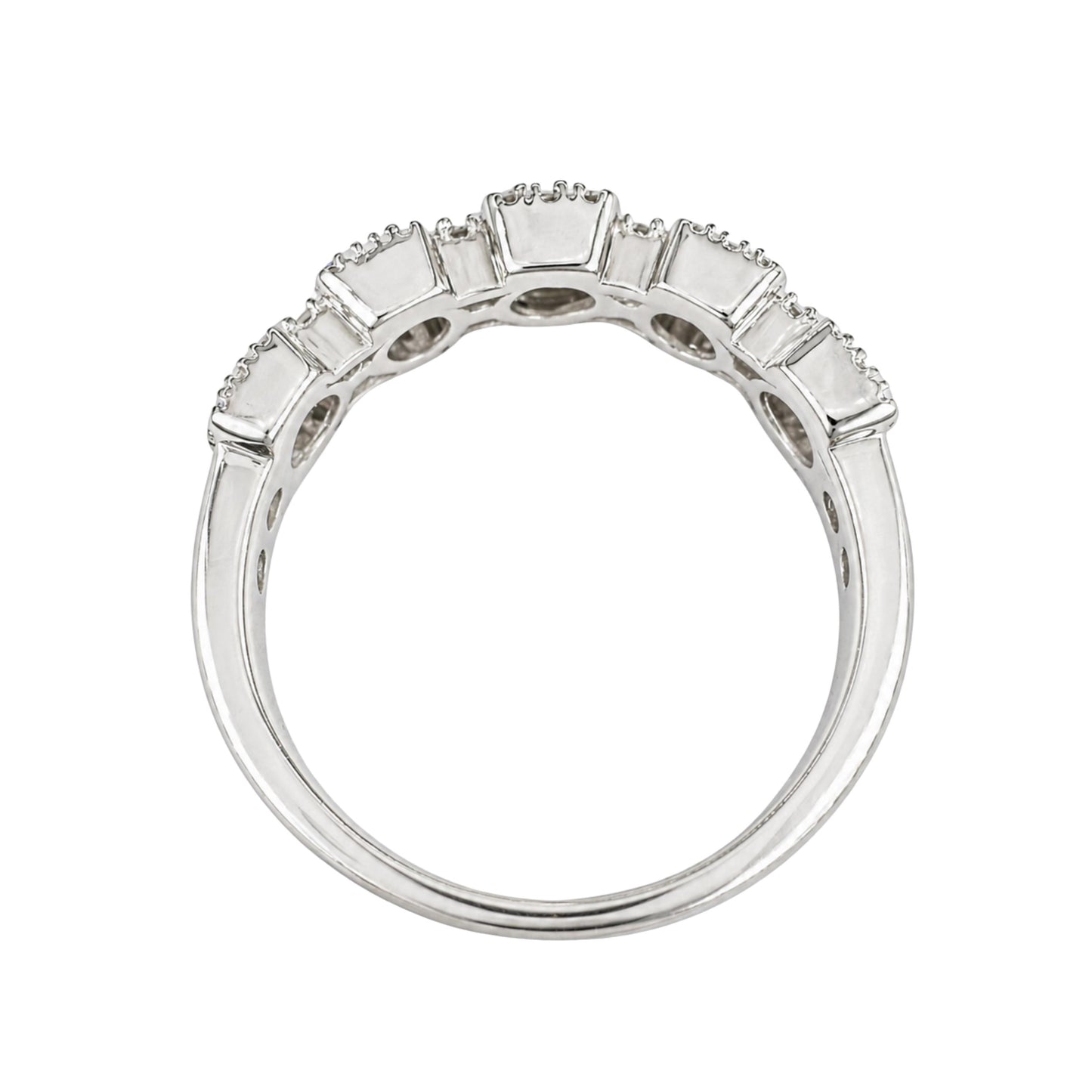 Vintage Diamond 14k White Gold Illusion Band Ring