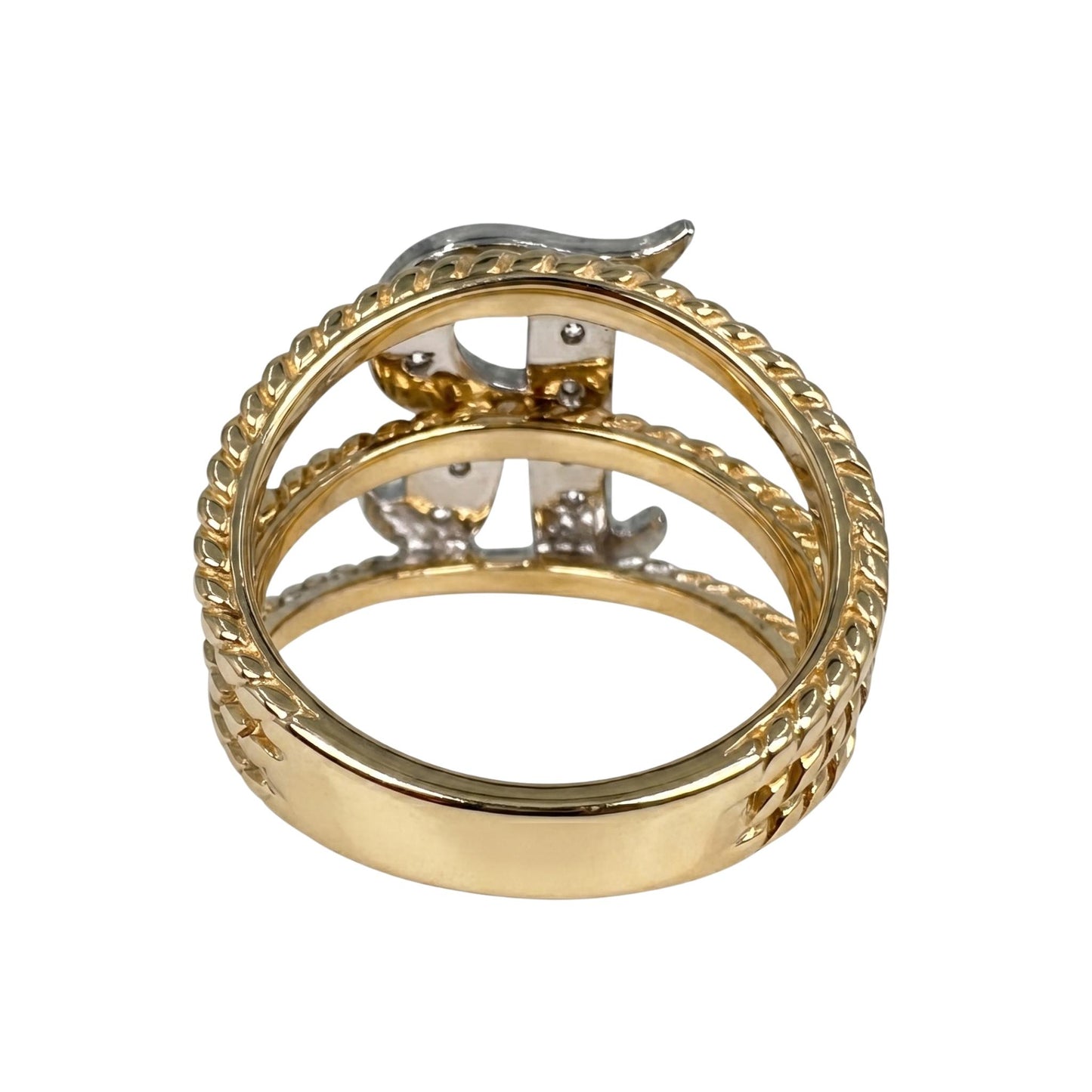 Vintage Diamond 14k Gold R Initial Ring