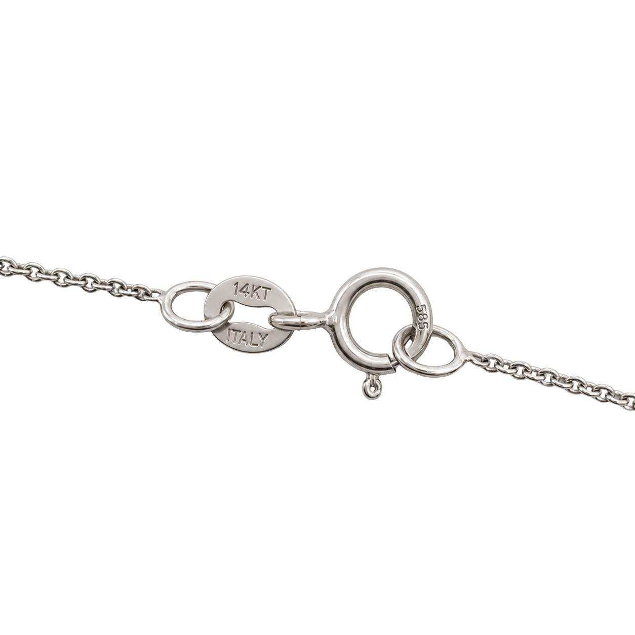 Vintage Italian Diamond 18k White Gold Pendant Necklace