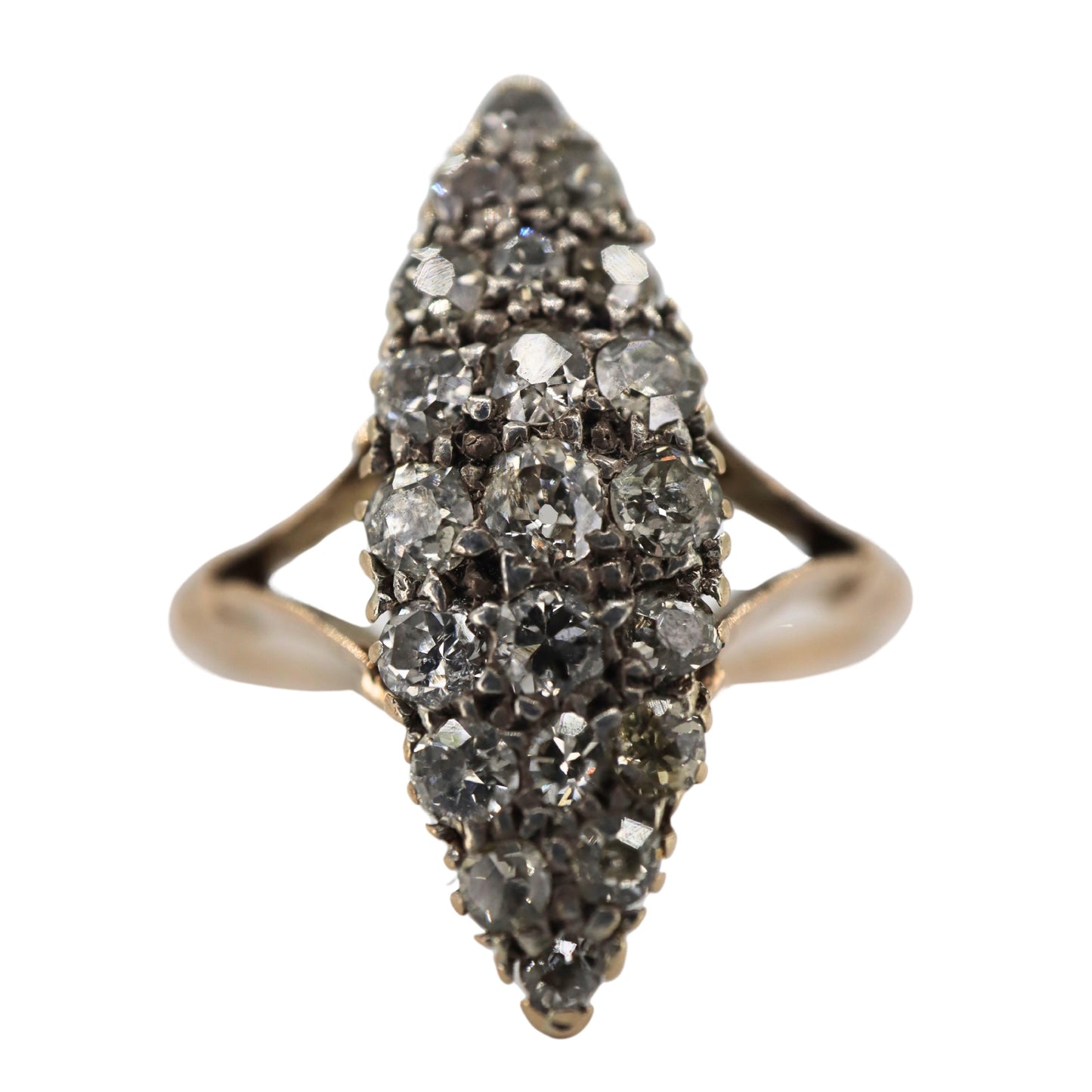 Victorian Diamond 10k Antique Gold Navette Ring