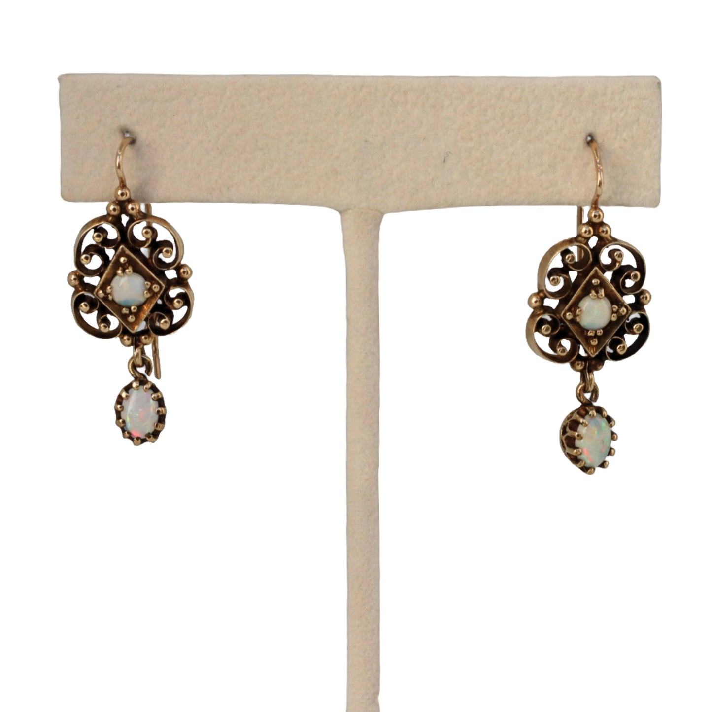 Vintage Opal 14k Yellow Gold Dangle Earrings