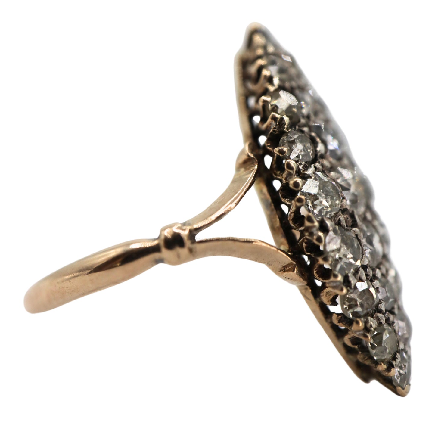 Victorian Diamond 10k Antique Gold Navette Ring