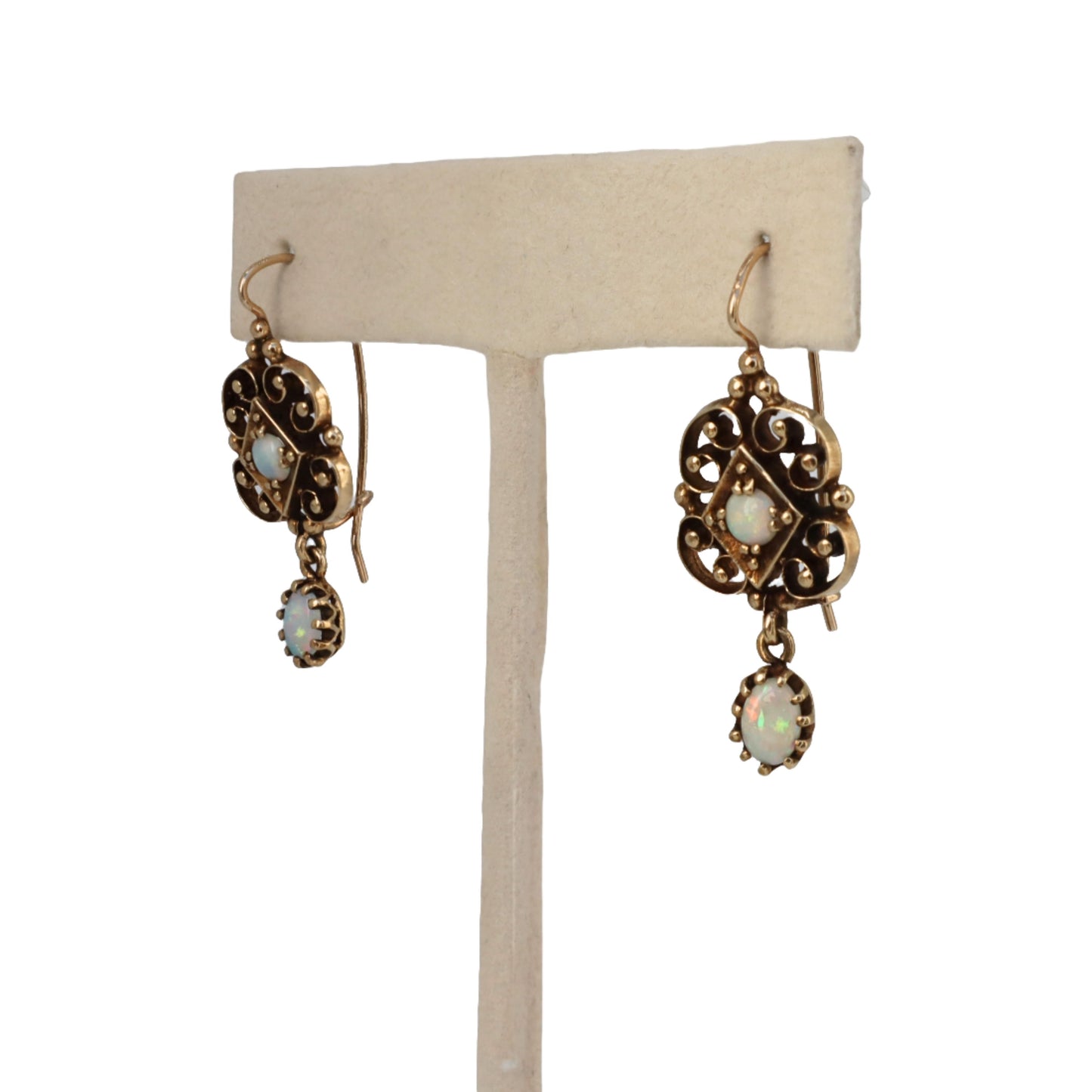 Vintage Opal 14k Yellow Gold Dangle Earrings