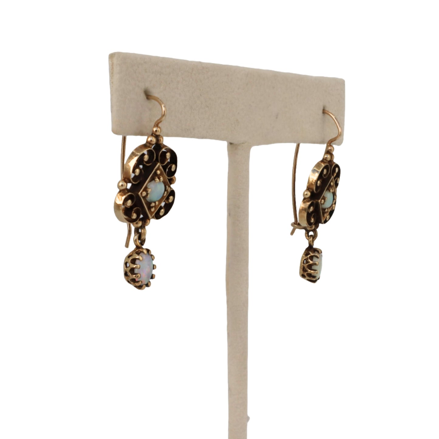 Vintage Opal 14k Yellow Gold Dangle Earrings