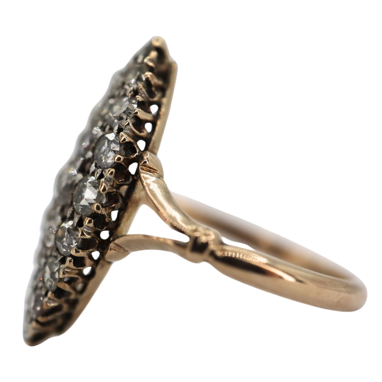 Victorian Diamond 10k Antique Gold Navette Ring