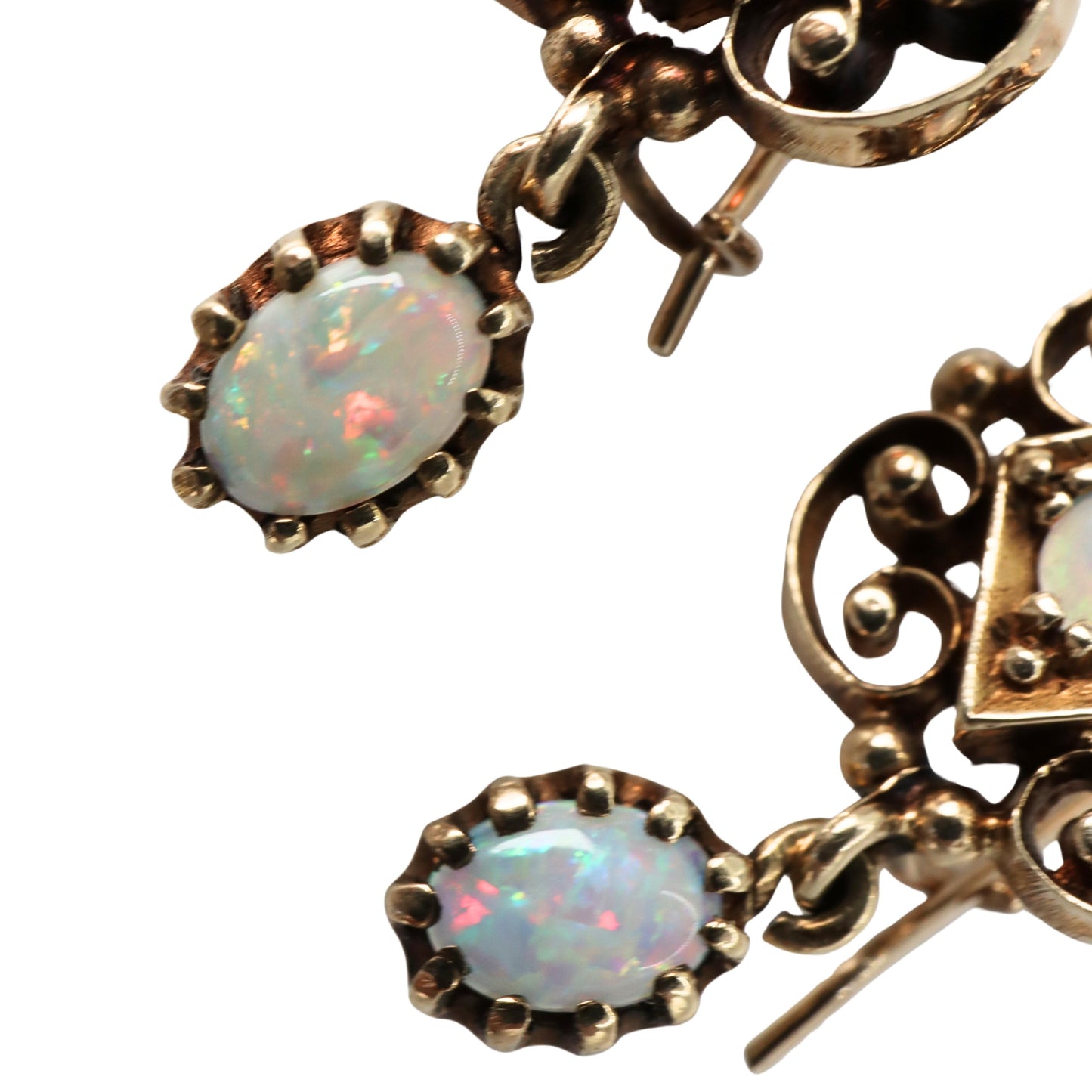 Vintage Opal 14k Yellow Gold Dangle Earrings