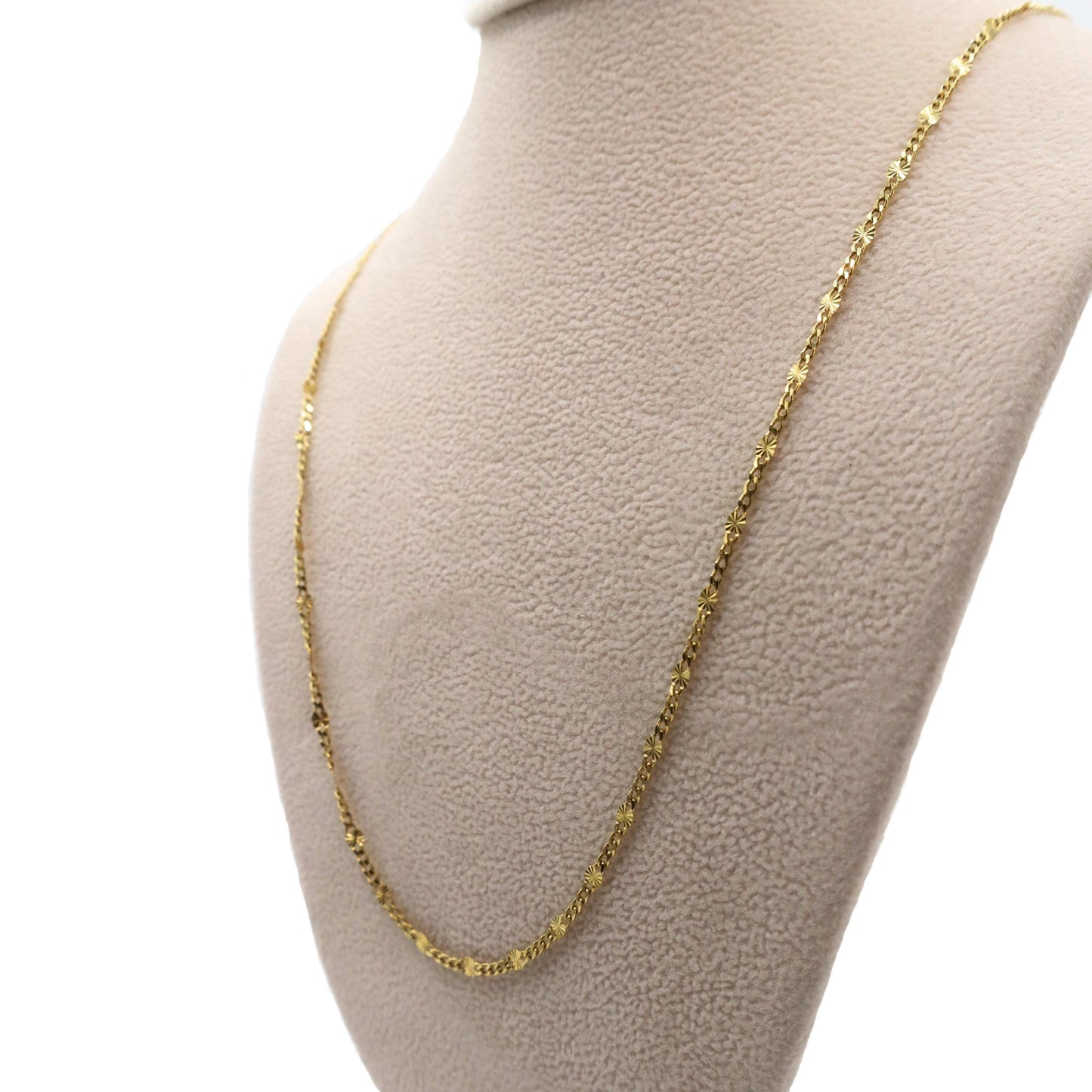 Contemporary 14k Yellow Gold Starburst Mini Curb Chain