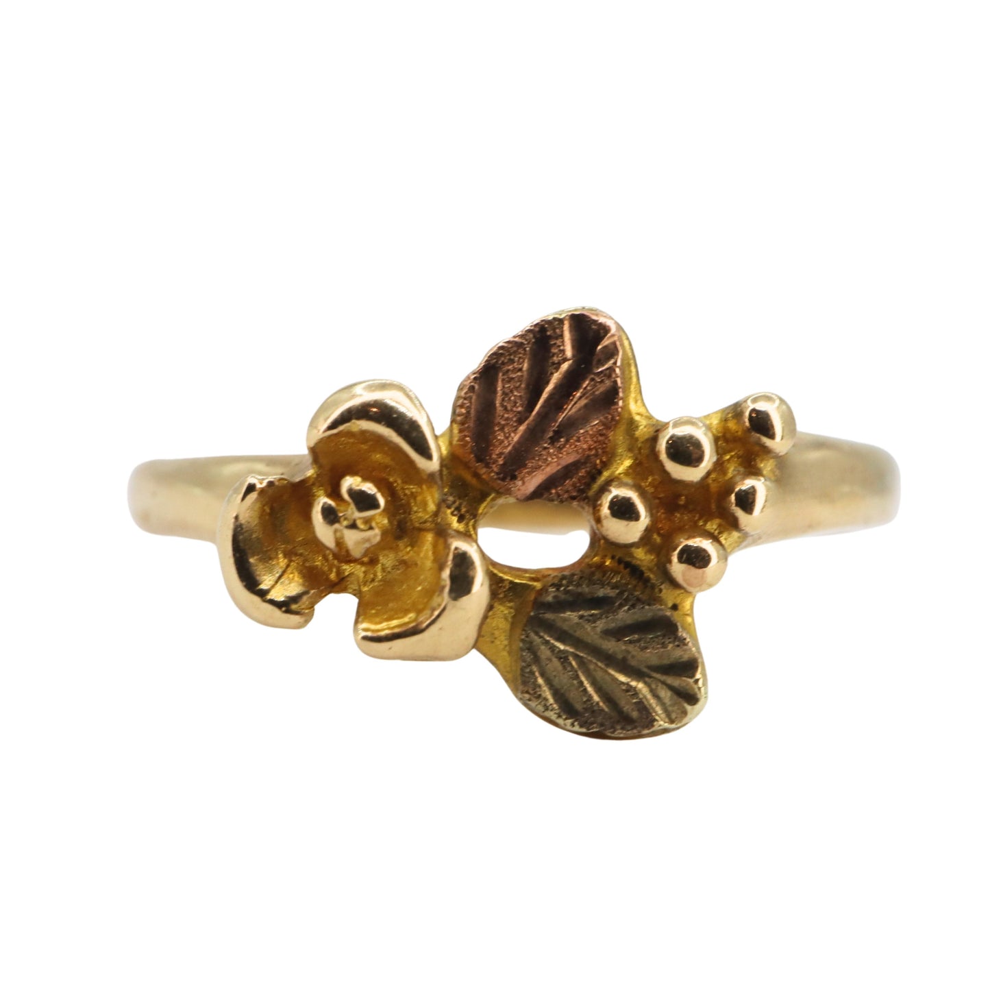 Vintage Black Hills 10k Tricolor Floral Ring