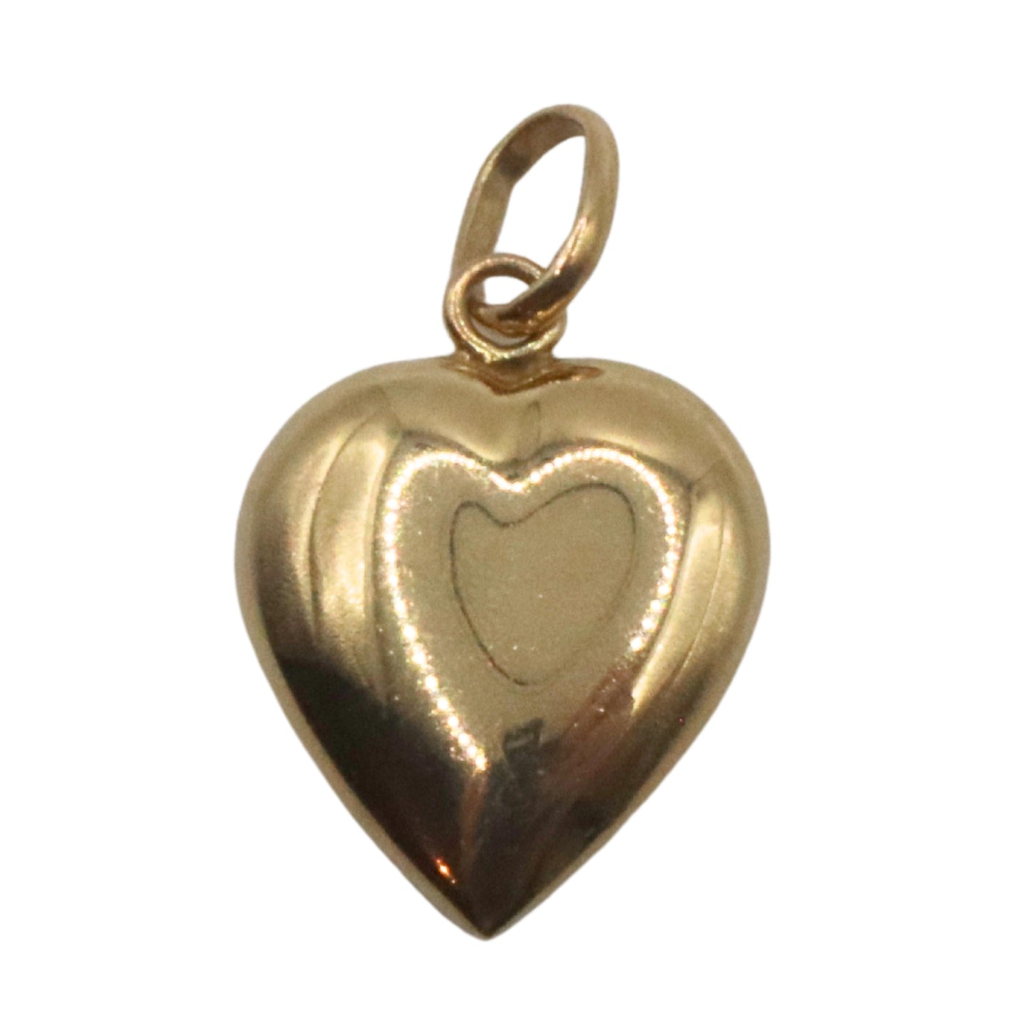 Vintage Italian 14k Yellow Gold Puffy Heart Charm