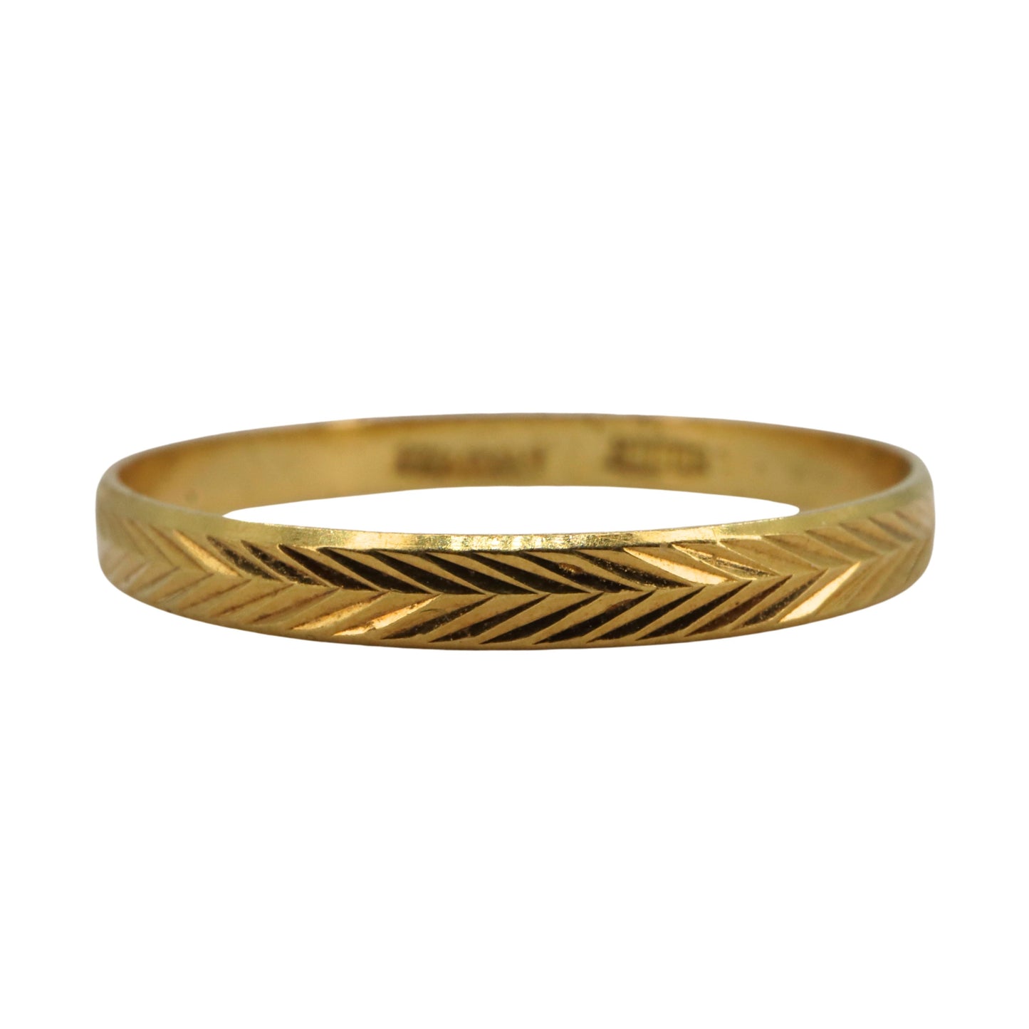 Vintage Italian 18k Yellow Gold Textured Band Ring