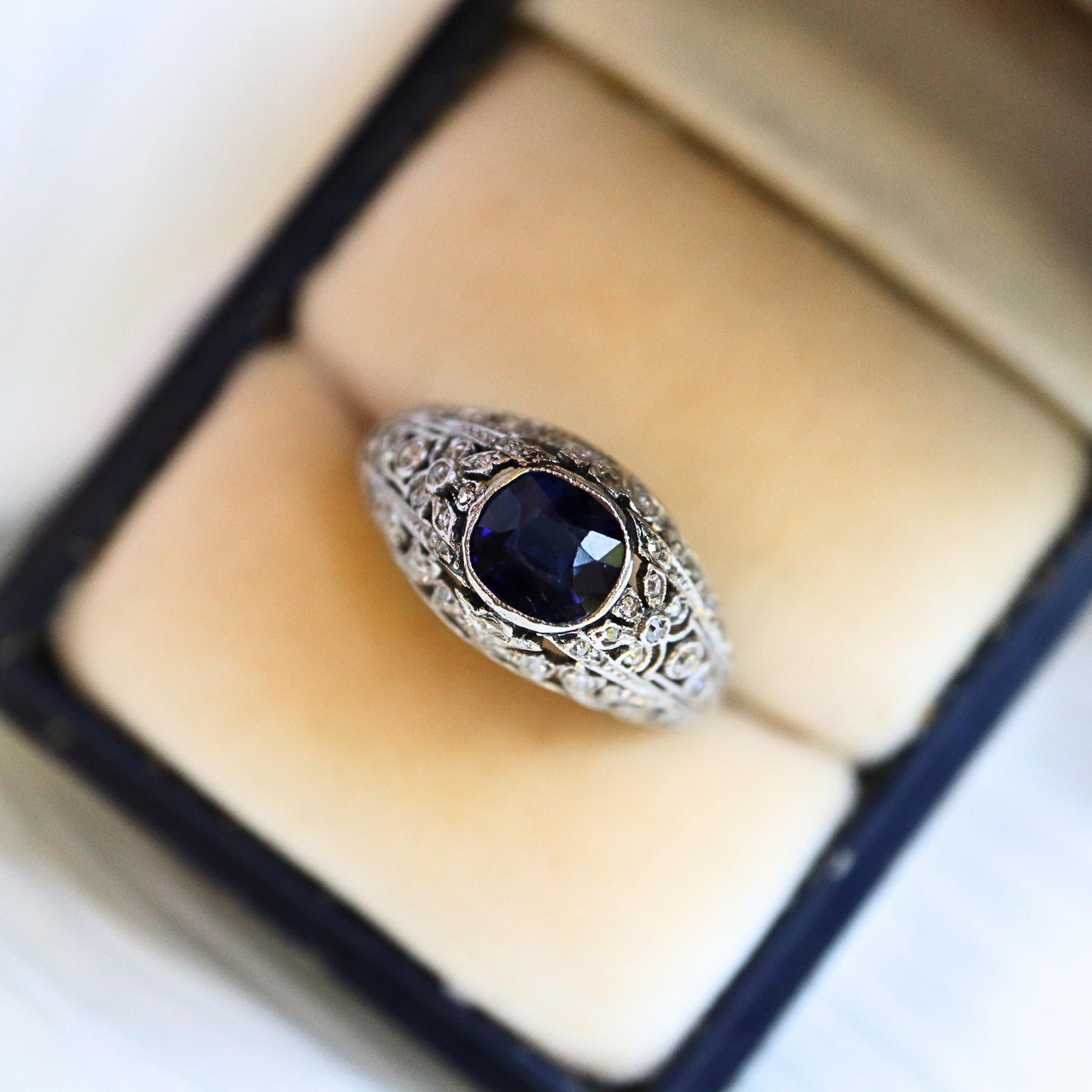 Edwardian Sapphire Platinum Ring