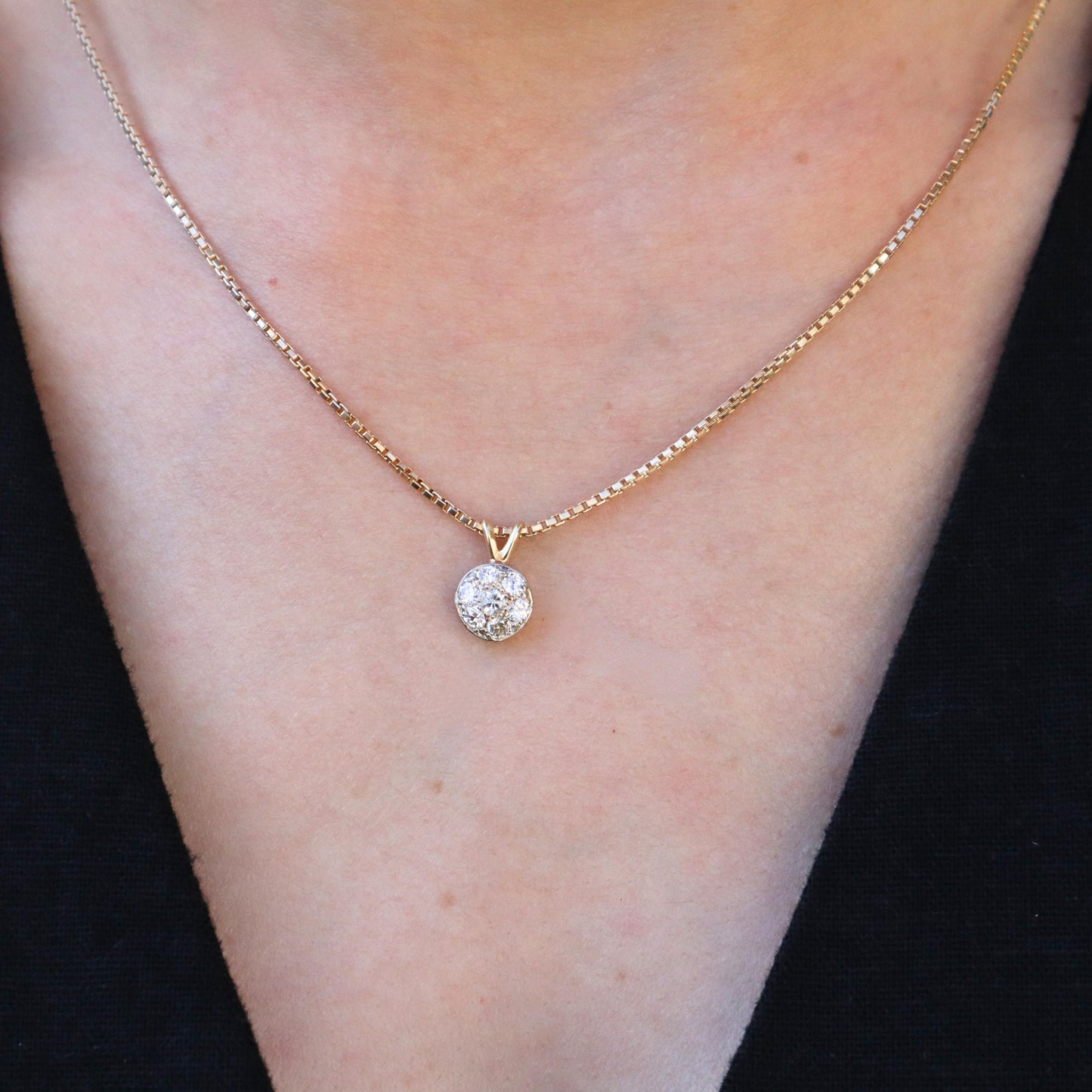 Vintage Diamond 14k Yellow Gold Necklace