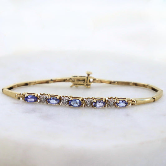 Vintage Tanzanite Diamond 14k Gold Bracelet