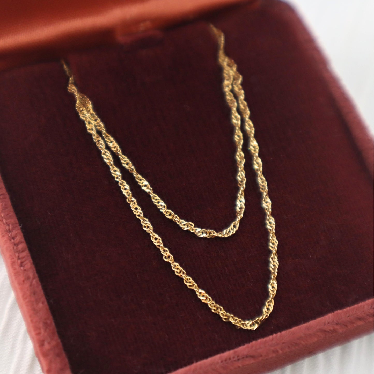 Vintage 14k Yellow Gold Twisted Cuban Link Chain Necklace