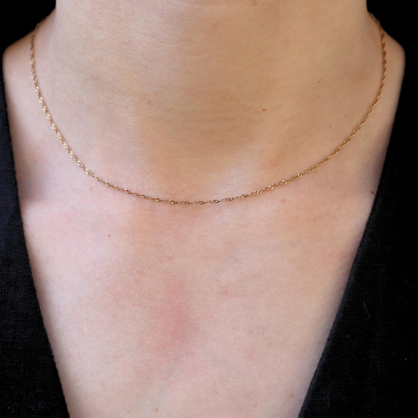 Vintage 14k Yellow Gold Twisted Cuban Link Chain Necklace