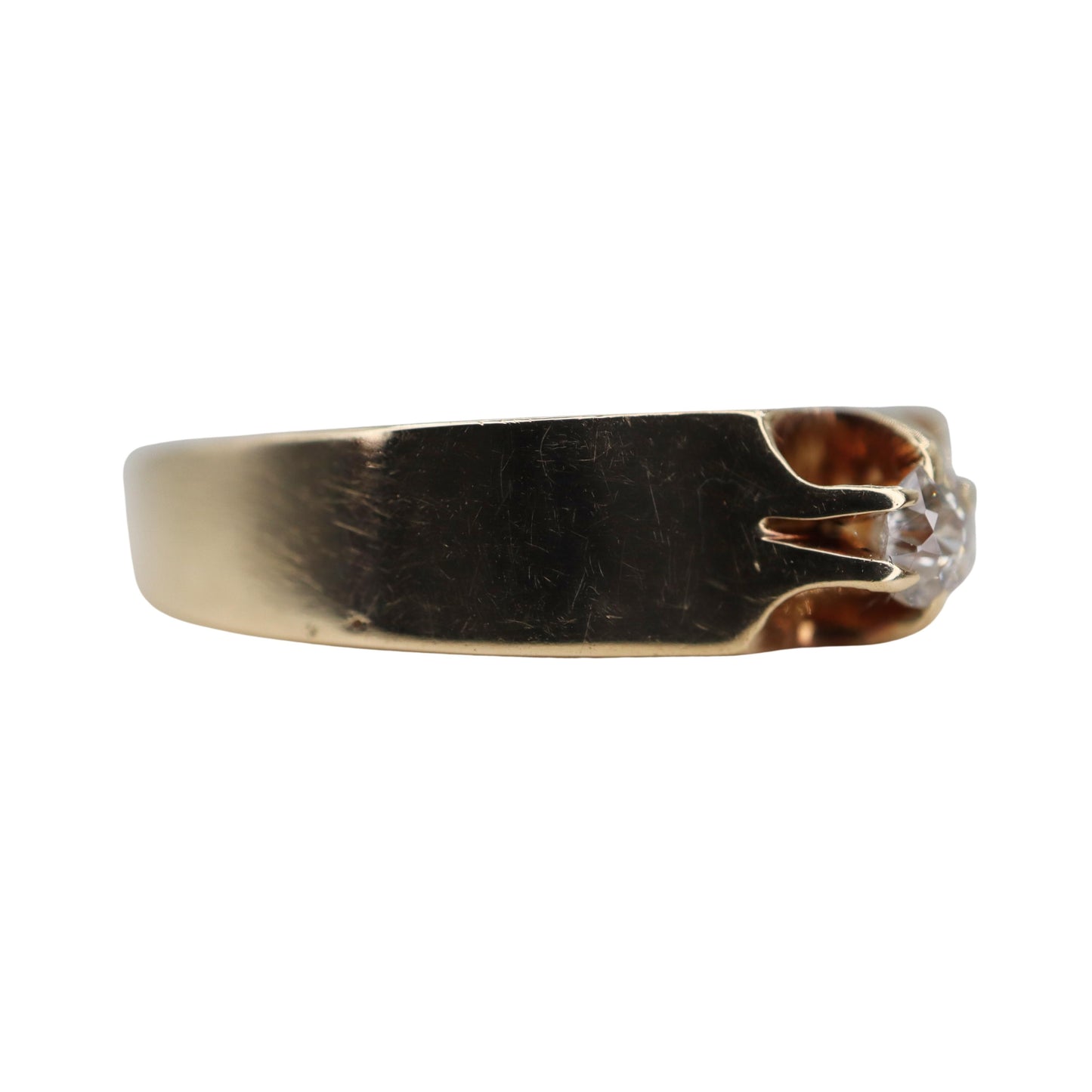 Retro English Diamond 14k Gold Band Ring