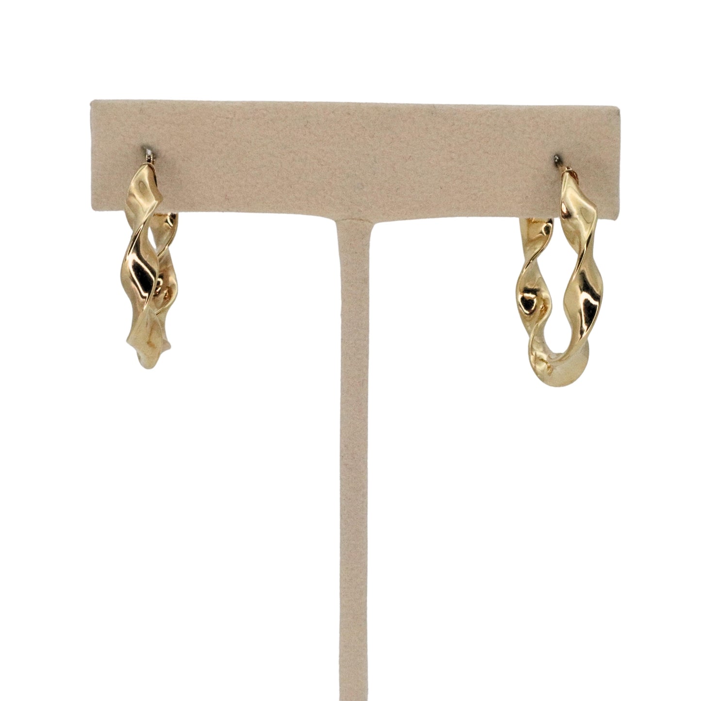 Vintage 14k Yellow Gold Twisted Hoop Earrings