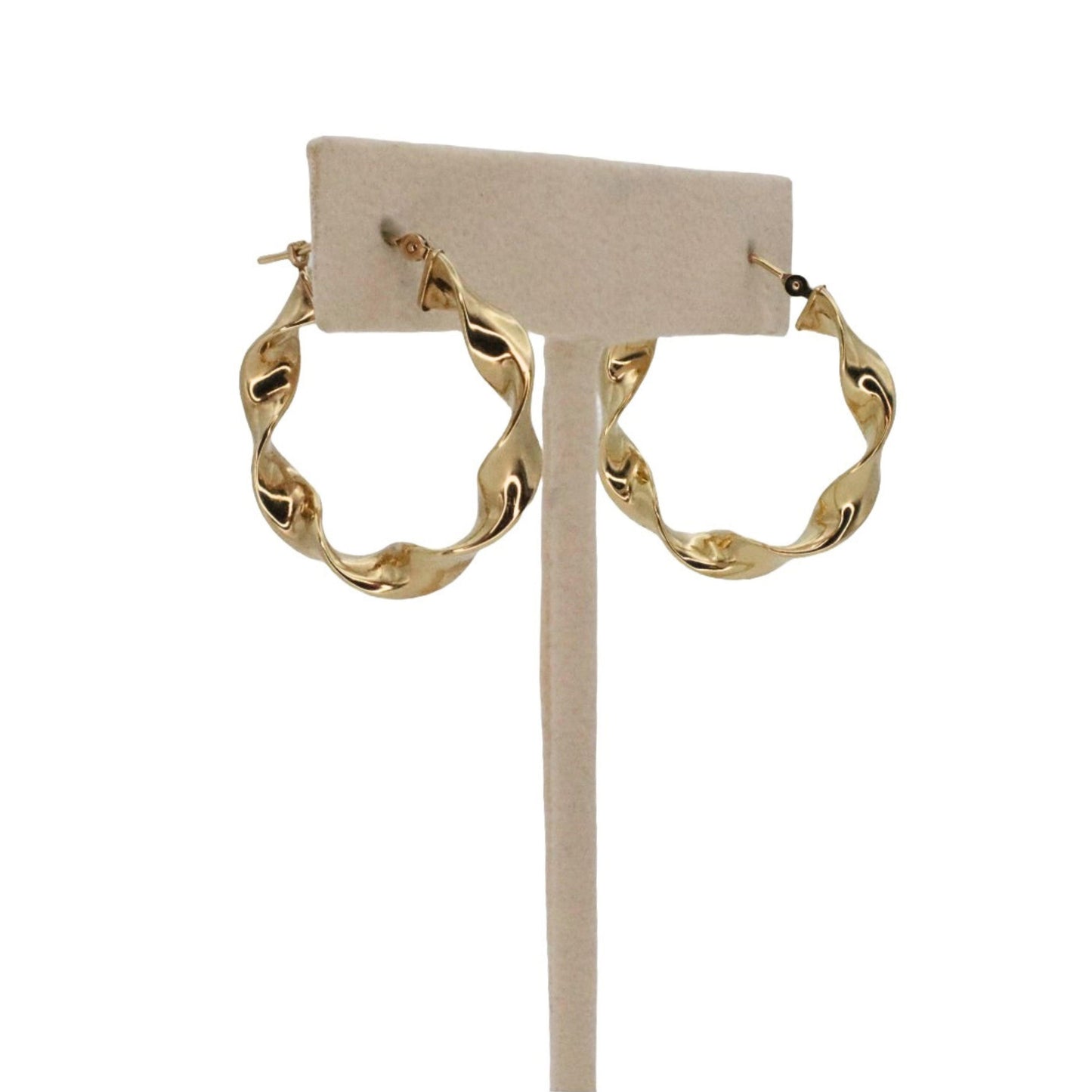 Vintage 14k Yellow Gold Twisted Hoop Earrings