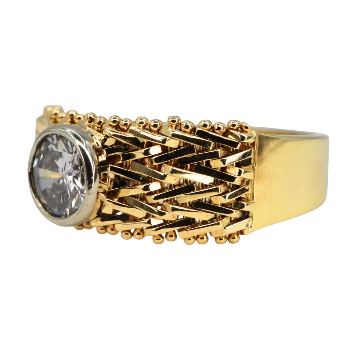 Vintage Diamond 18k Basketweave Band Ring