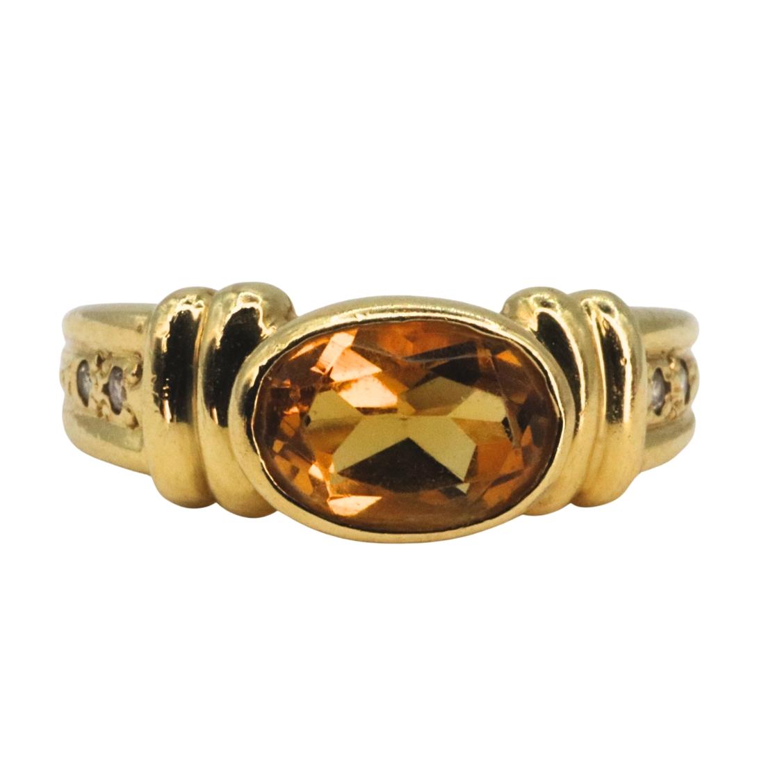 Contemporary Citrine Diamond 18k Yellow Gold Ring