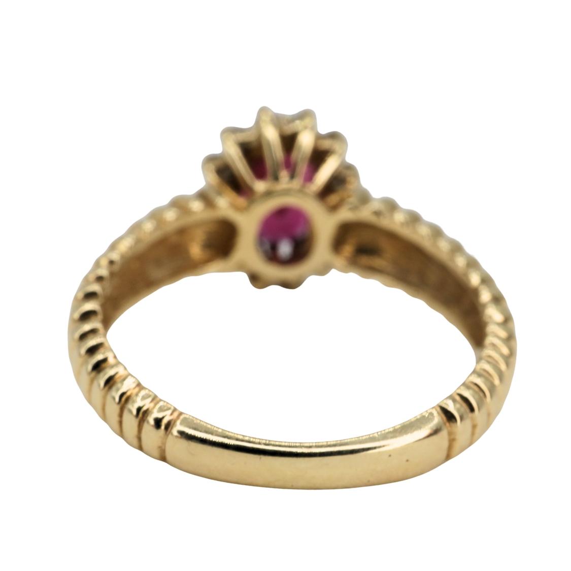 Vintage Tourmaline Diamond 14k Yellow Gold Ring