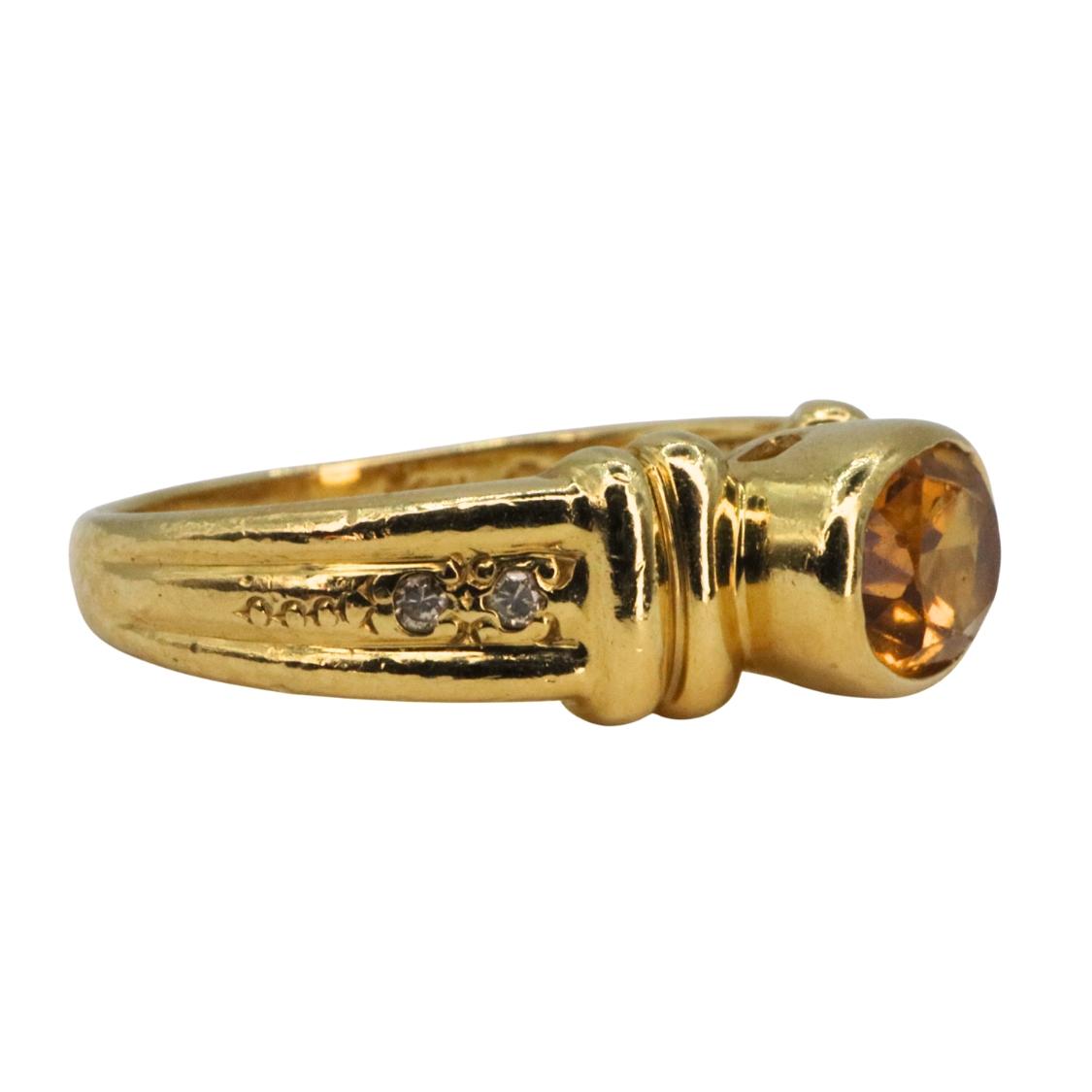 Contemporary Citrine Diamond 18k Yellow Gold Ring