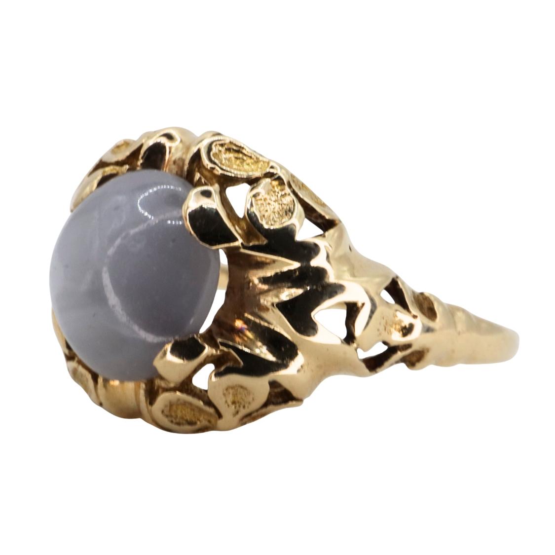Art Nouveau Star Sapphire 14k Yellow Gold Ring