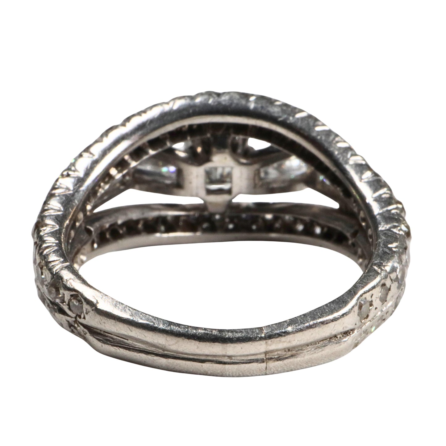 Mid Century 0.80 Carat Emerald Cut Diamond Platinum Ring