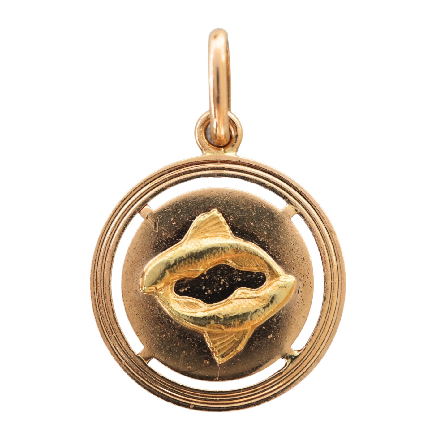 Mid Century Italian 18k Yellow Gold Pisces Pendant