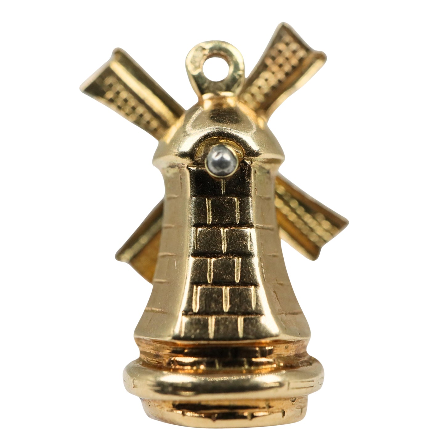 Mid Century 14k Yellow Gold Articulated Windmill Charm