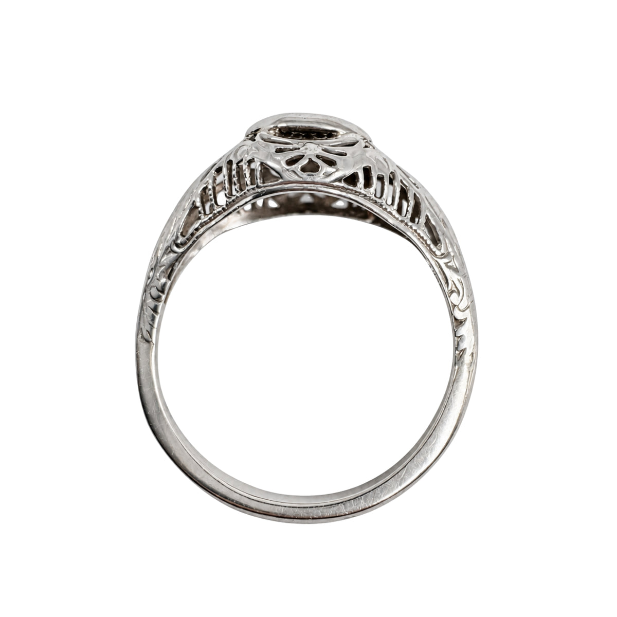 Art Deco Diamond White Gold Filigree Ring