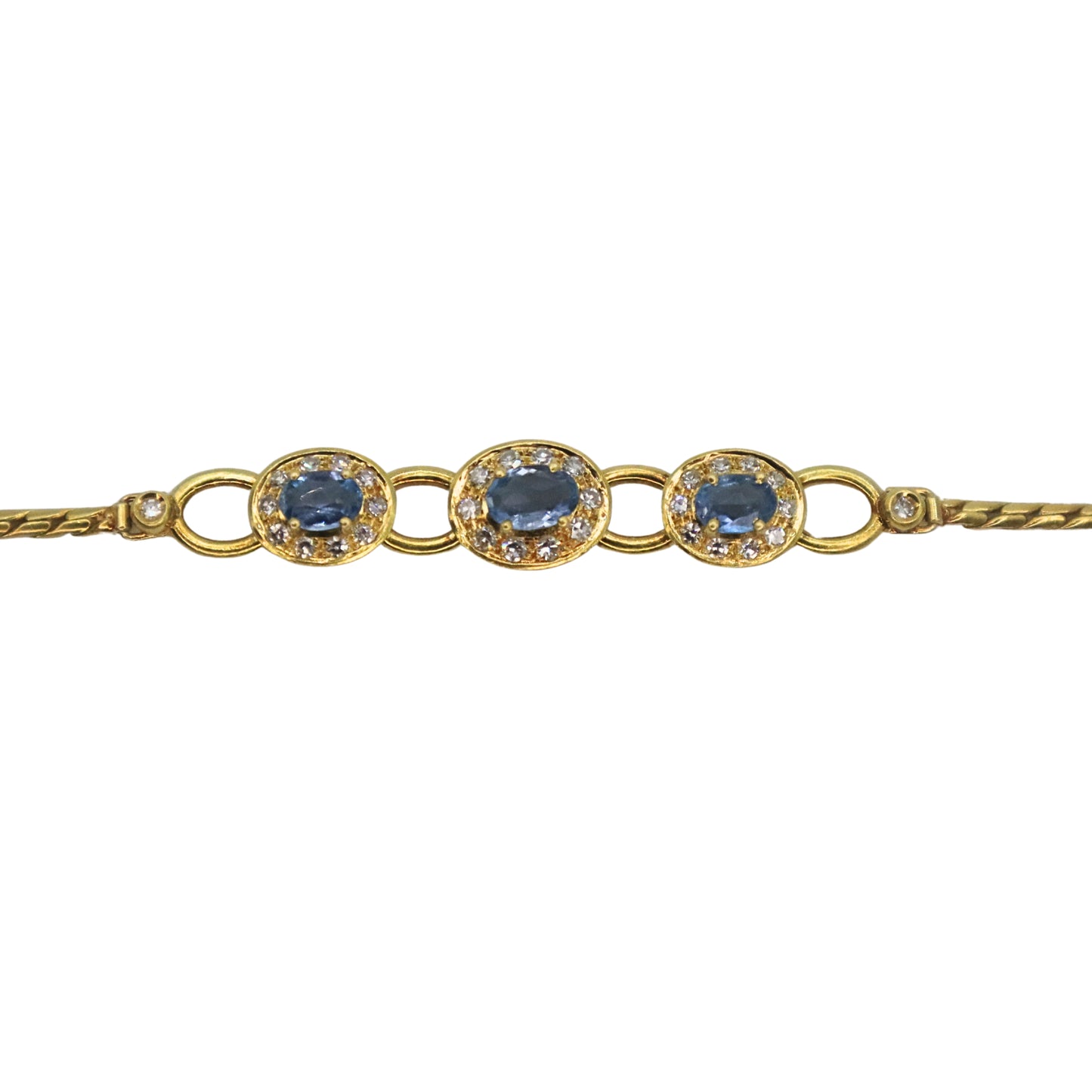 Vintage Topaz Diamond 18k Yellow Gold Bracelet