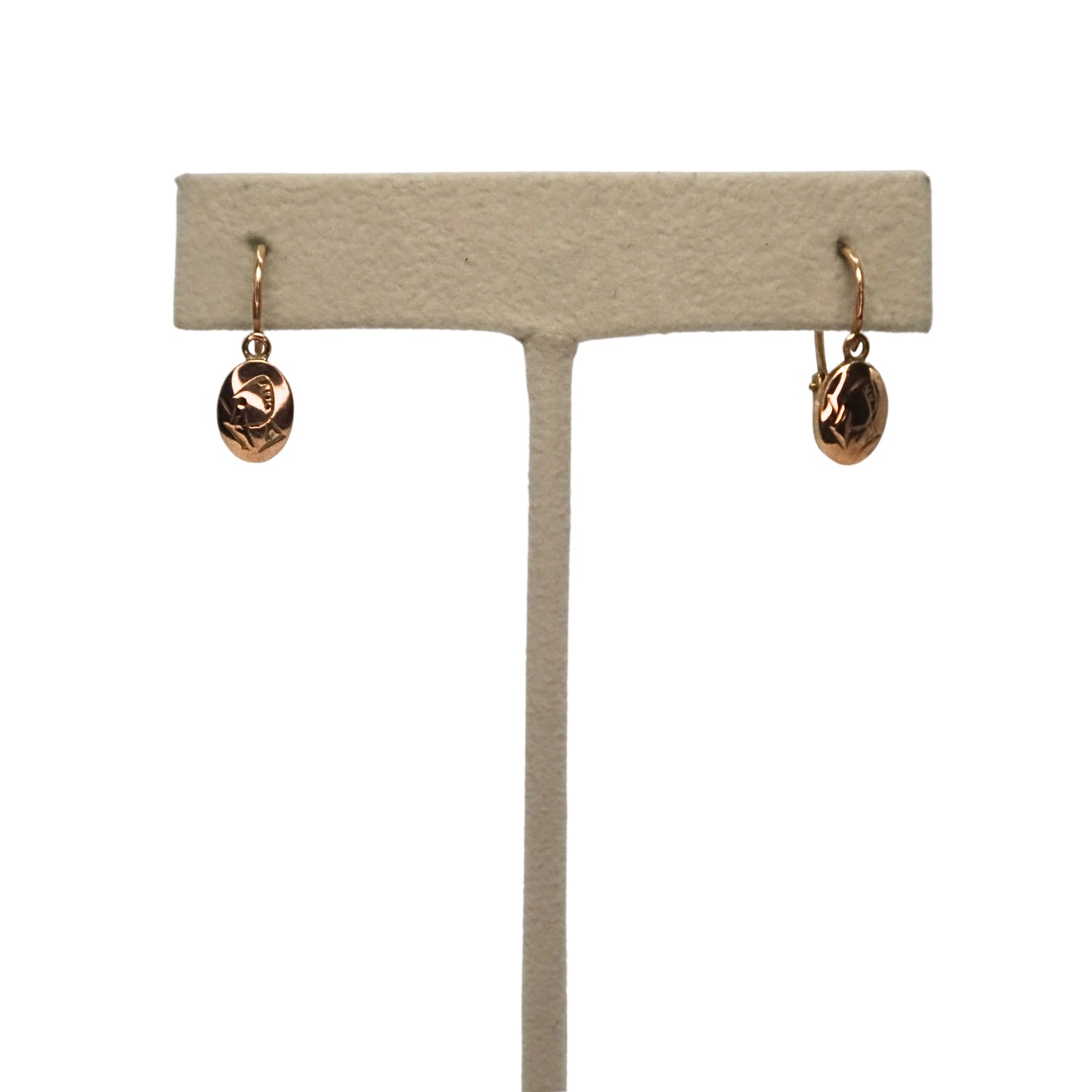 Victorian 10k Rose Gold Signet Drop Earrings