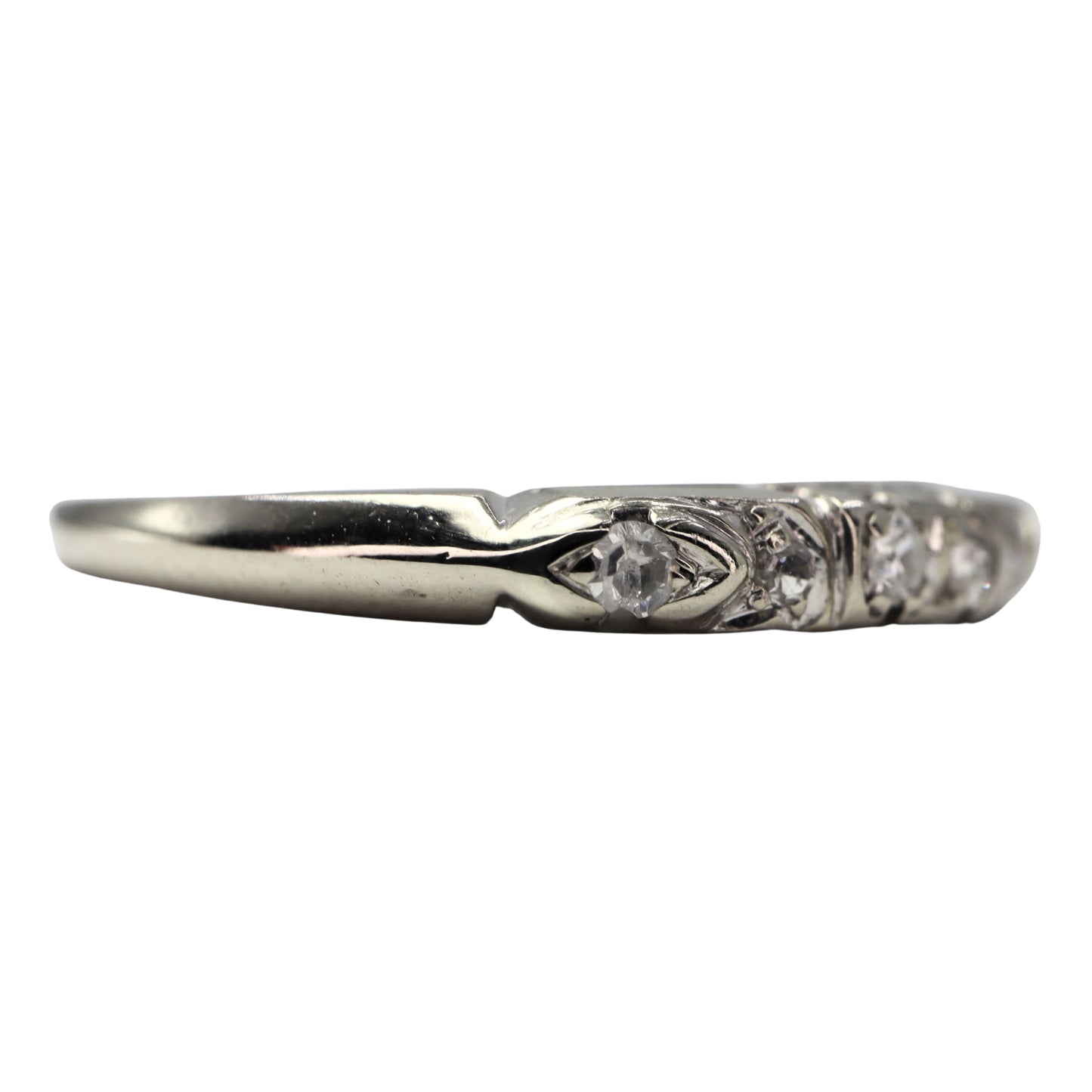 Art Deco Diamond 14k White Gold Band Ring