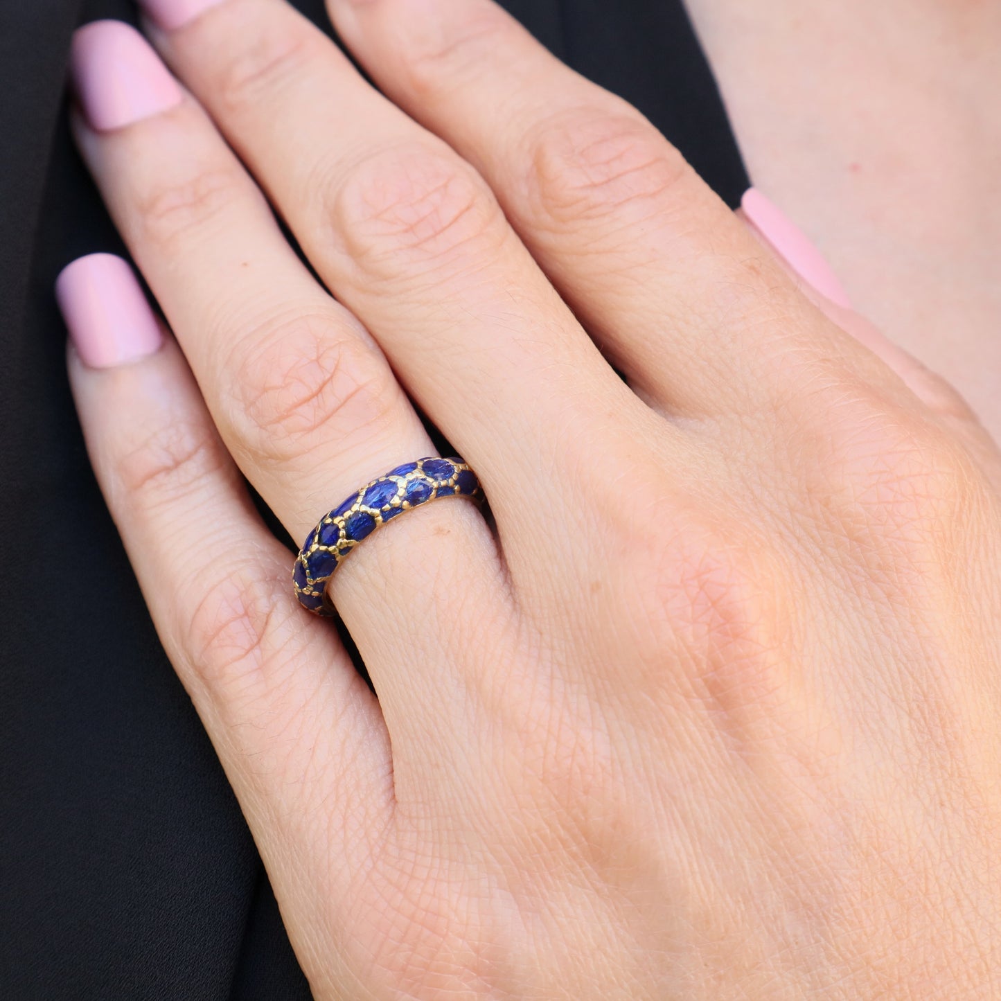 Vintage Tiffany & Co. Enamel 18k Yellow Gold Band Ring
