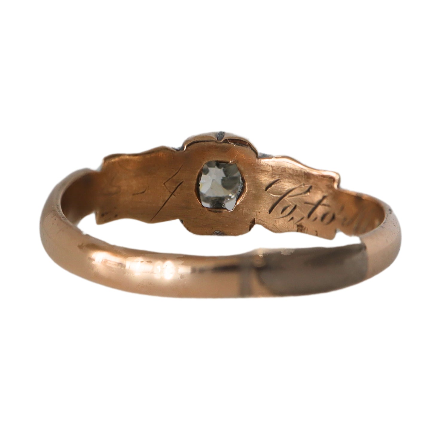 Victorian Diamond 14k Rose Gold Solitaire Ring