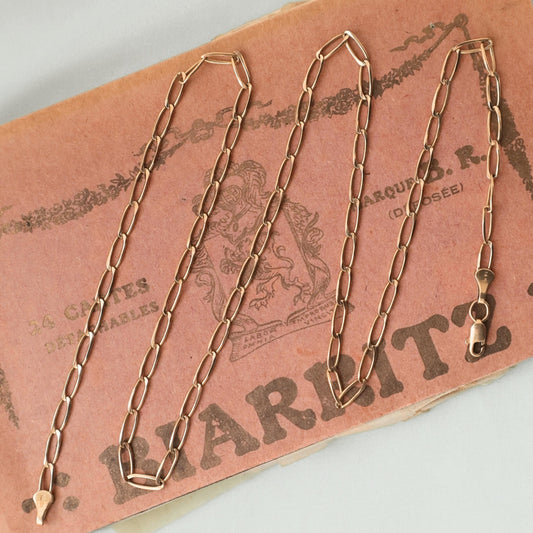 Vintage 14k Yellow Gold Paperclip Link Necklace
