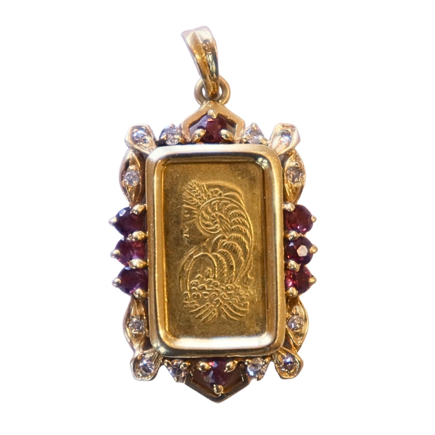 Vintage Ruby Diamond Yellow Gold Pamp Suisse Pendant