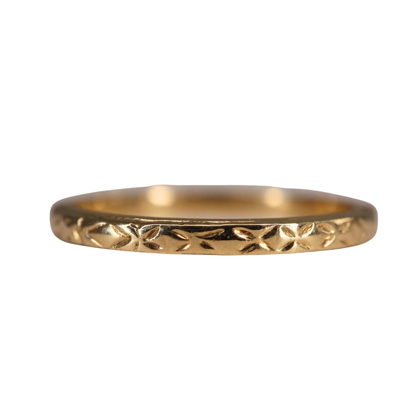 Art Deco 14k Yellow Gold Engraved Band Ring