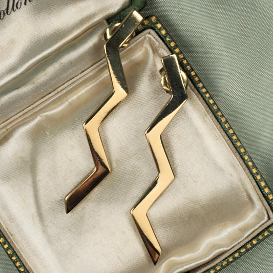 Vintage Tiffany & Co. Paloma Picasso 18k Yellow Gold Zig Zag Earrings
