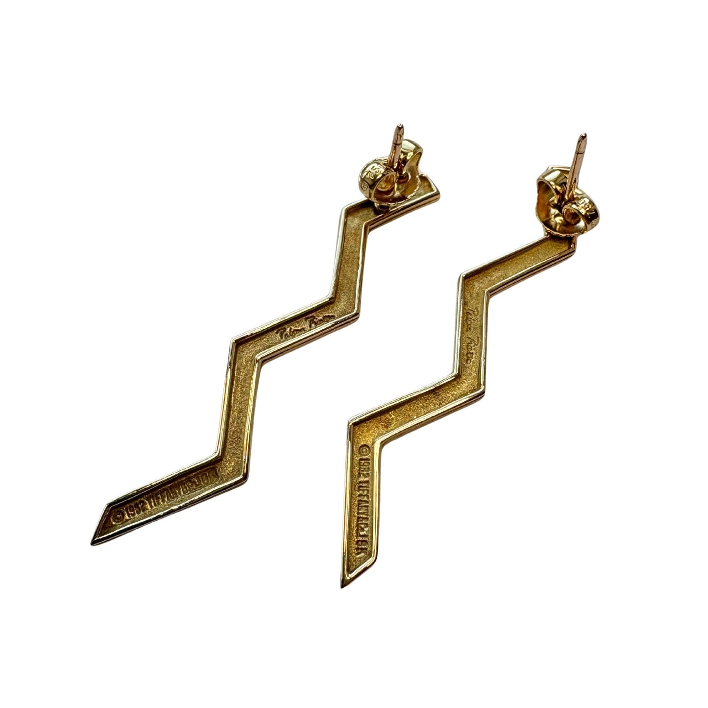 Vintage Tiffany & Co. Paloma Picasso 18k Yellow Gold Zig Zag Earrings