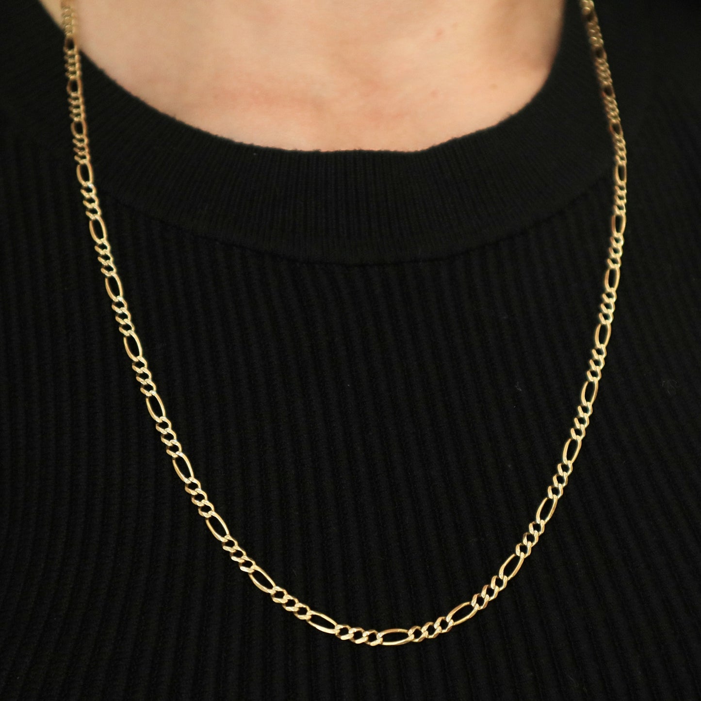 Vintage Italian 14k Yellow Gold Figaro Chain Necklace