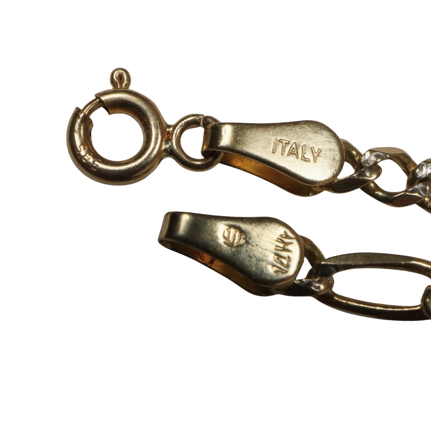Vintage Italian 14k Yellow Gold Figaro Chain Necklace