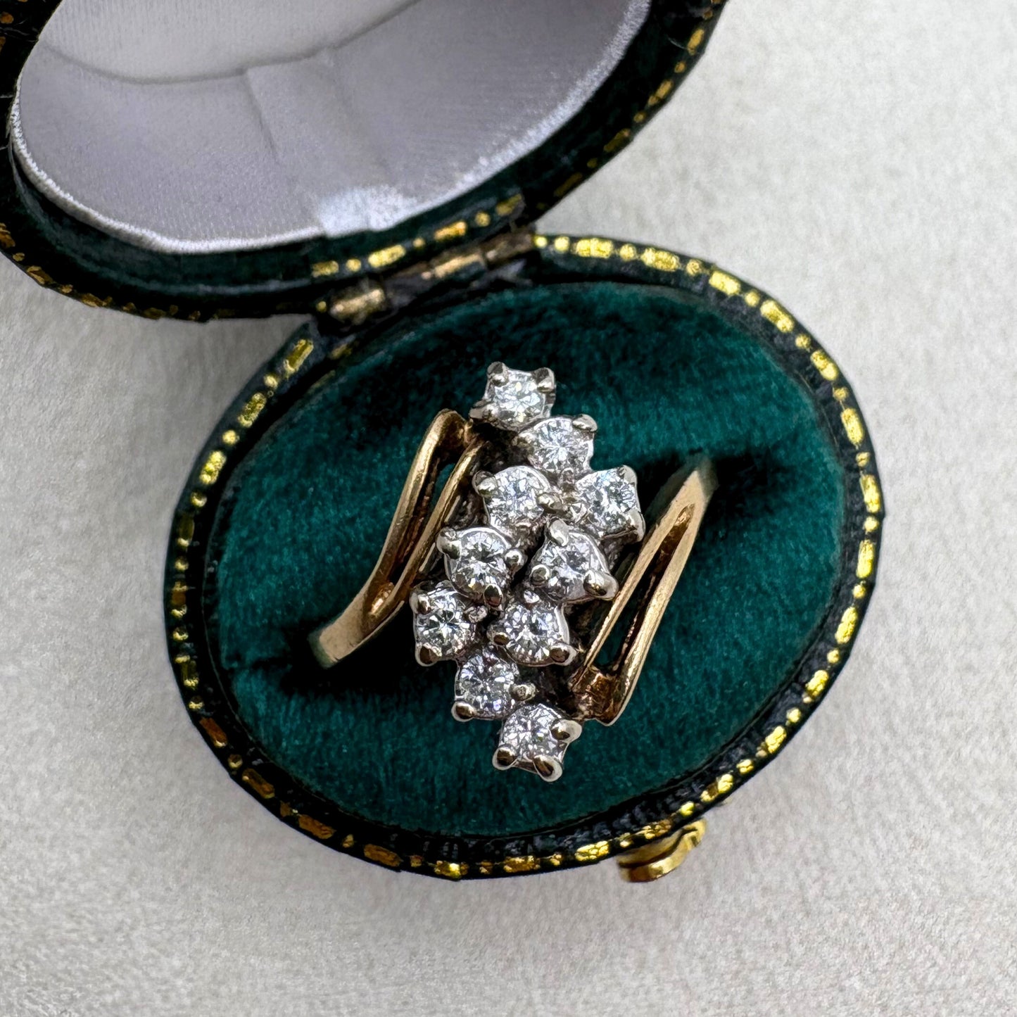 Vintage Diamond 14k Gold Bypass Ring