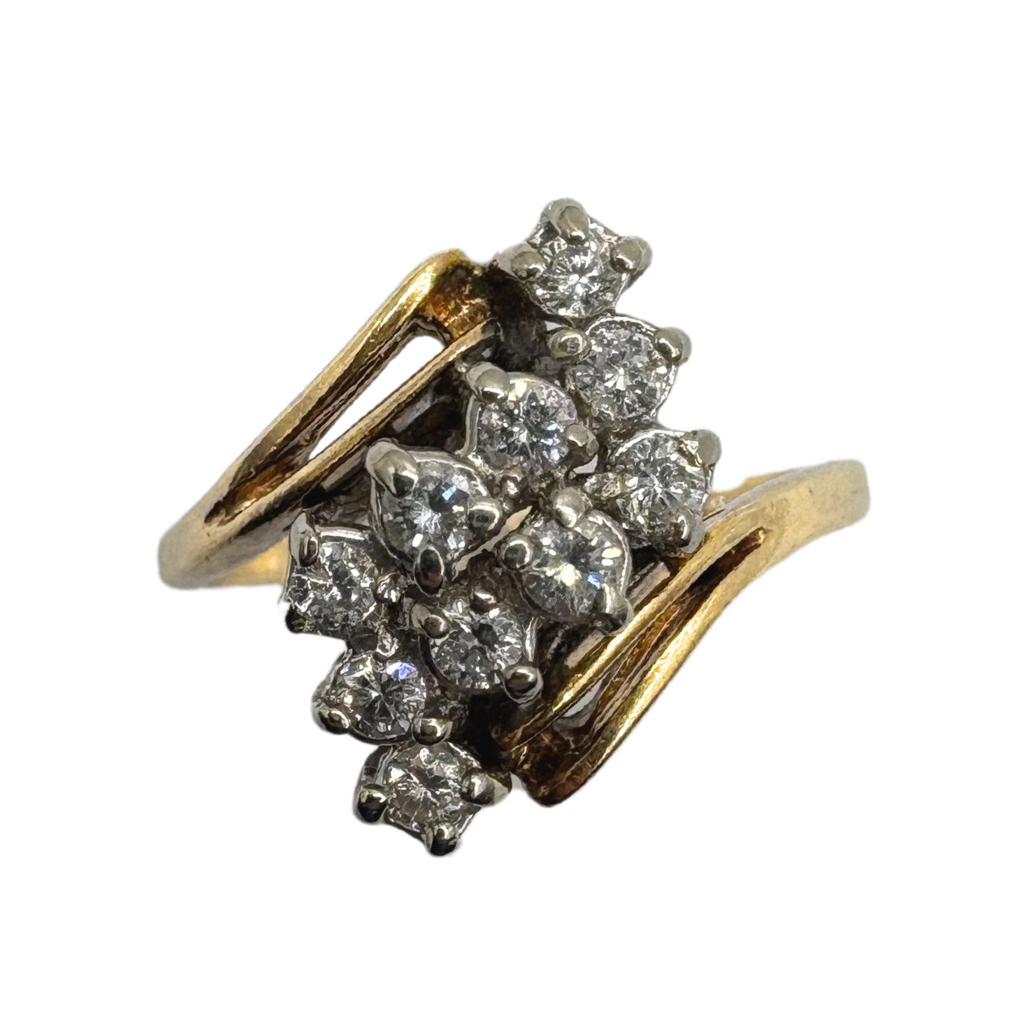 Vintage Diamond 14k Gold Bypass Ring