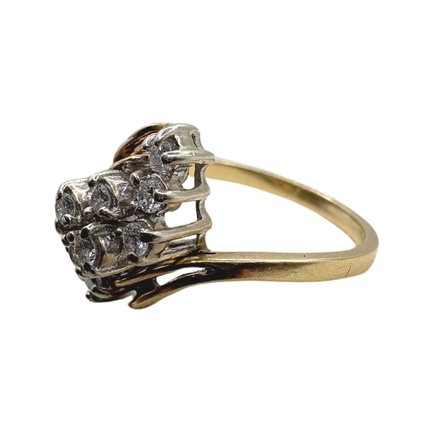 Vintage Diamond 14k Gold Bypass Ring