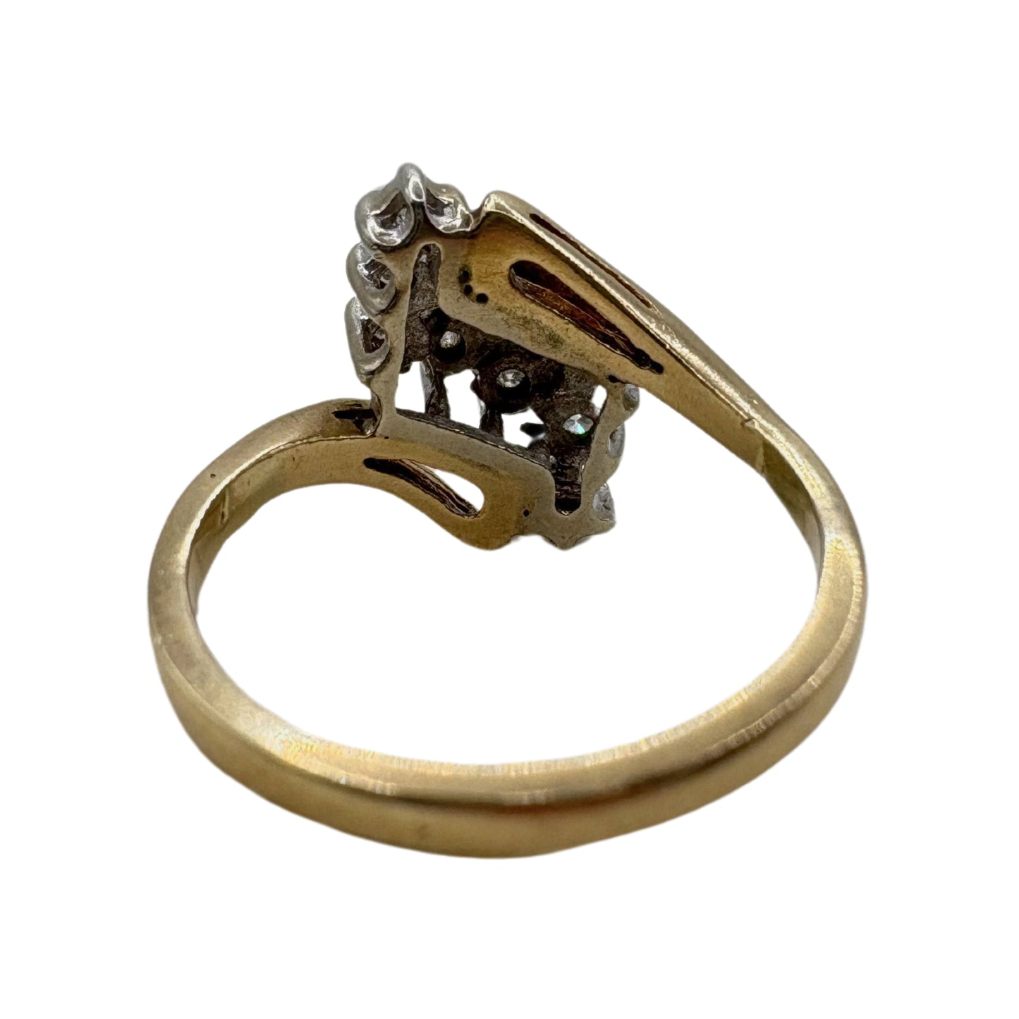 Vintage Diamond 14k Gold Bypass Ring
