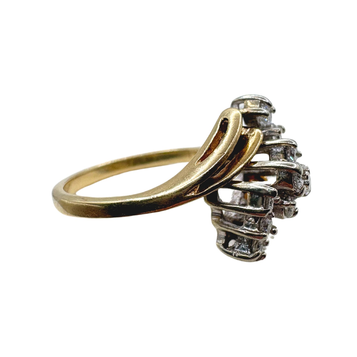 Vintage Diamond 14k Gold Bypass Ring