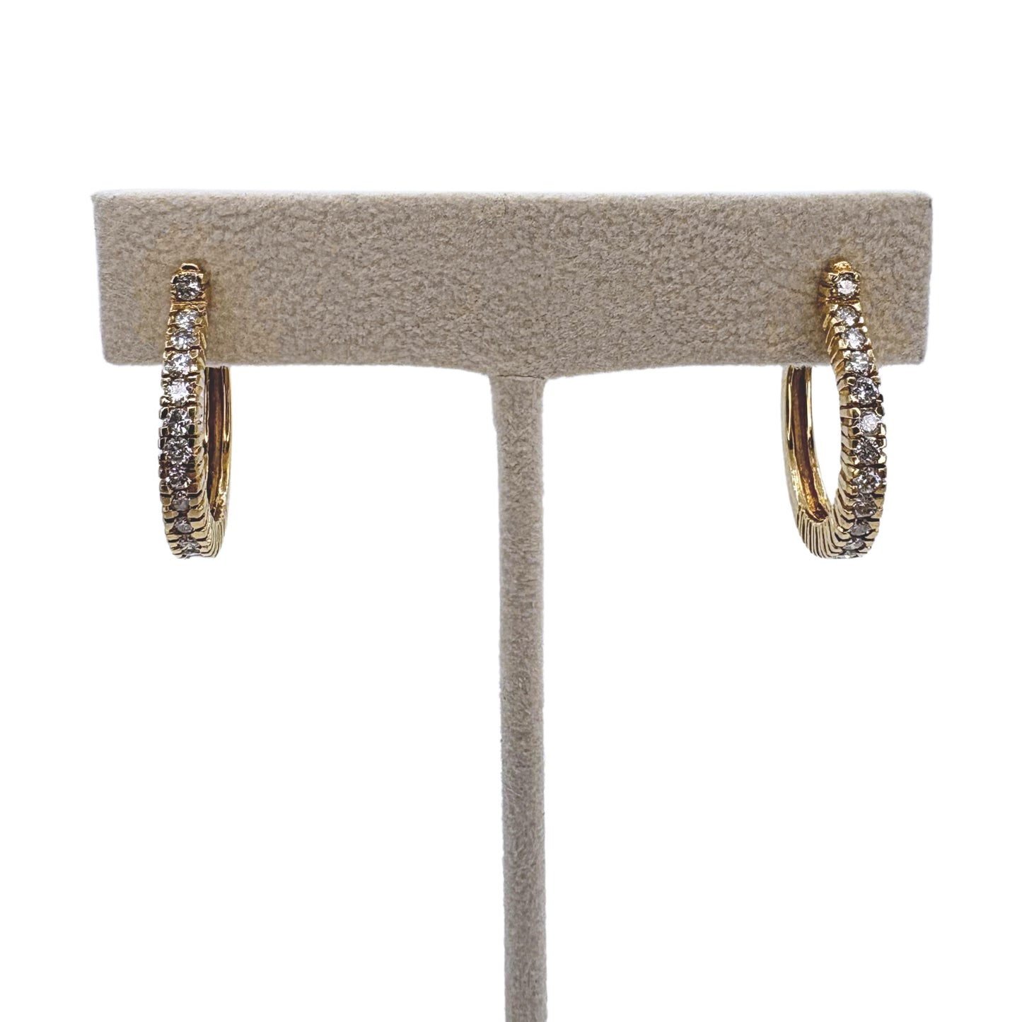 Vintage 14k Yellow Gold Diamond Hoop Earrings